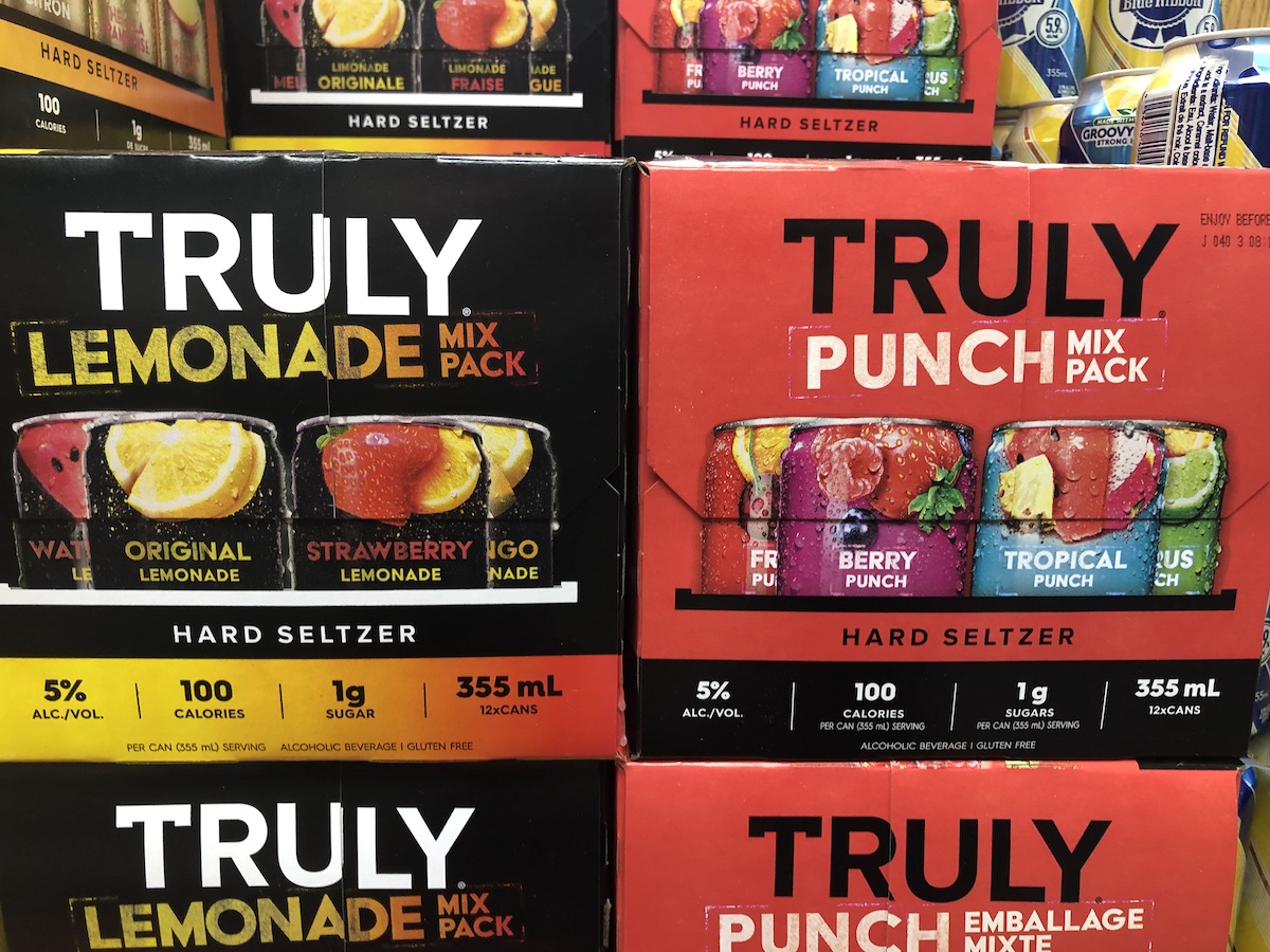 Picture of Gluten Free Truly Lemonade and Punch Alcoholic Cooler Packs. 