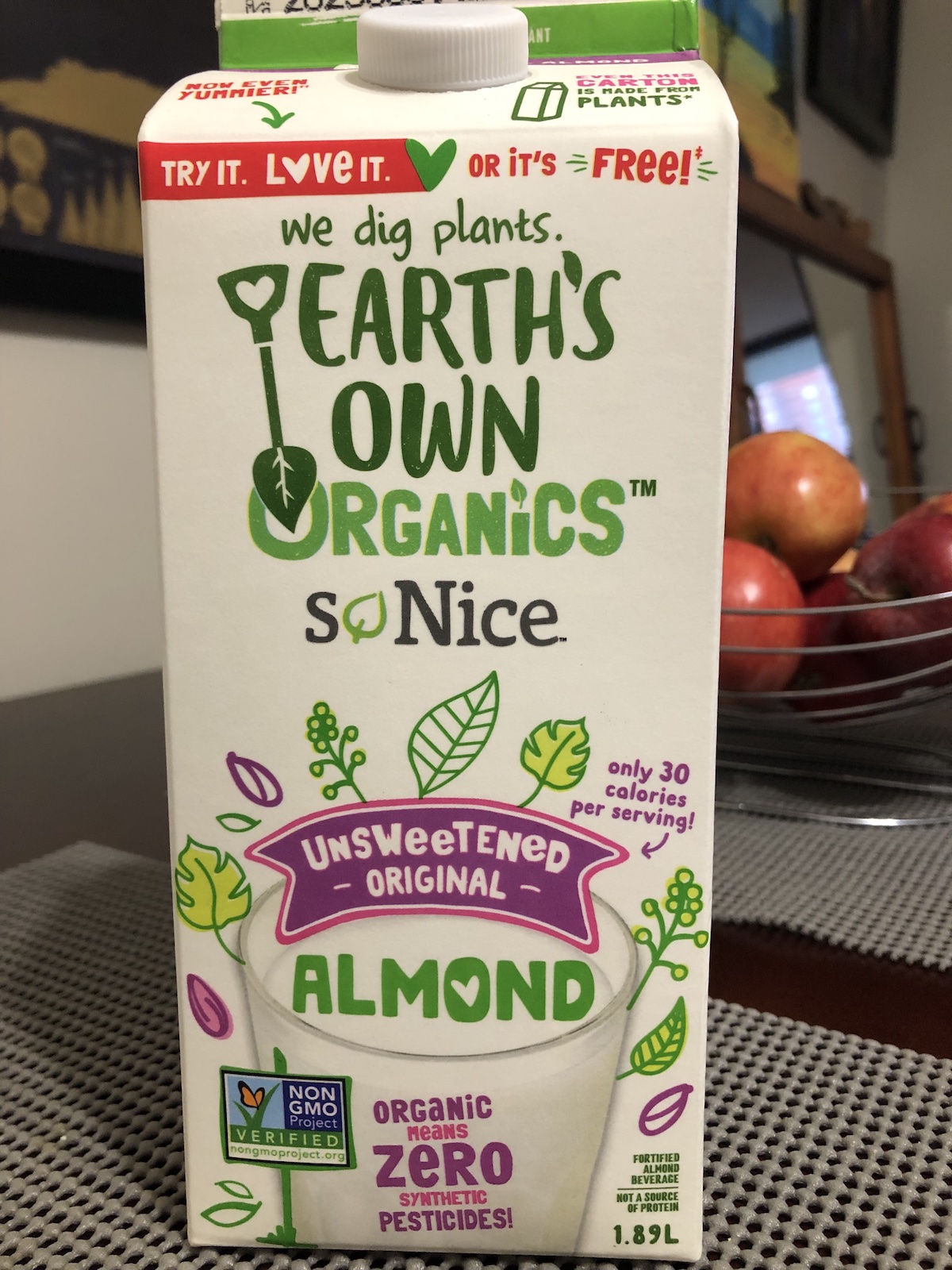 Earth's Own Organics Almons Milk. This gluten free and healthy option is available at Costco Canada in 3 packs!